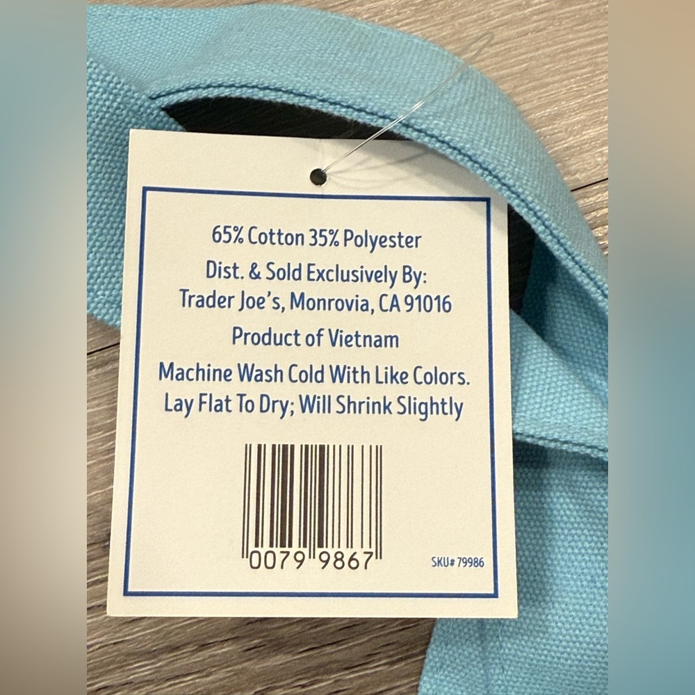 TRADER JOE’S Mini Canvas Tote Bag Pastel Blue - Picture 3 of 3